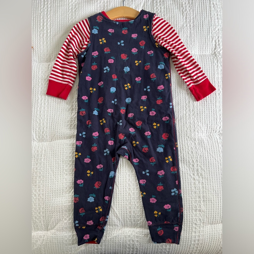 Hanna Andersson romper set floral and stripes